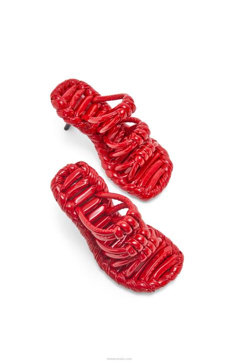 Loewe Petal knot sandal in lambskin 688V706 Women Red/Black