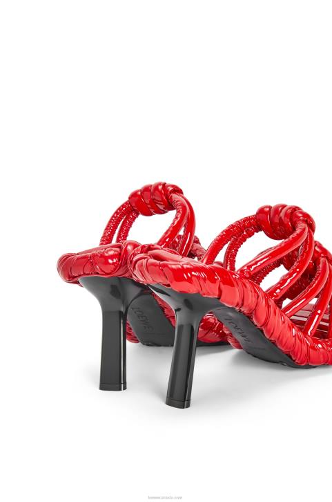 Loewe Petal knot sandal in lambskin 688V706 Women Red/Black