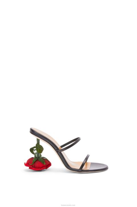 Loewe Rose heel sandal in kidskin 688V713 Women Black