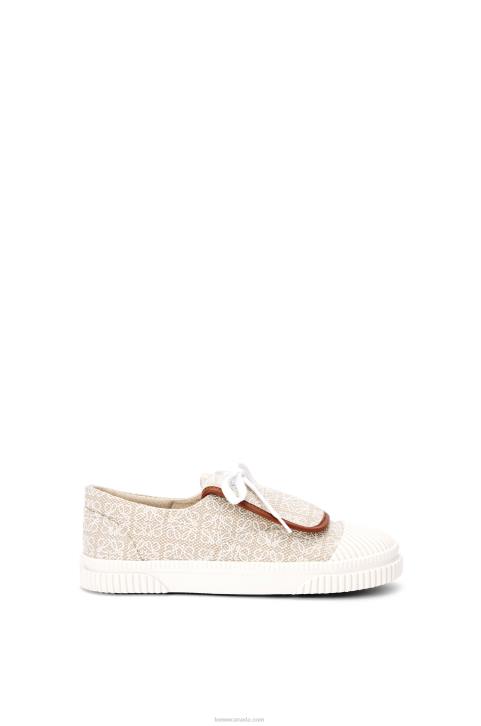Loewe Anagram flap sneaker in canvas 688V661 Women Natural/White