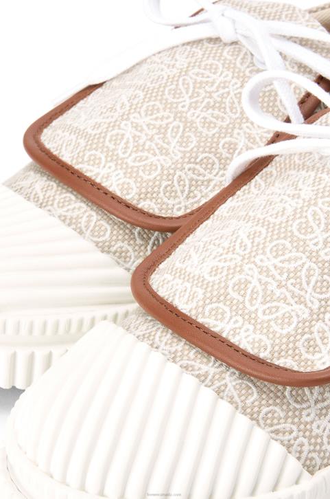 Loewe Anagram flap sneaker in canvas 688V661 Women Natural/White