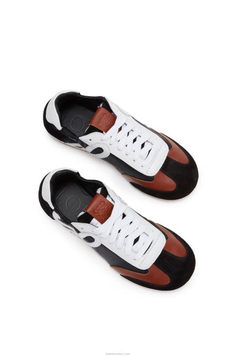 Loewe Ballet runner in leather and nylon 688V669 Women Black/White