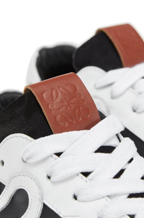 Loewe Ballet runner in leather and nylon 688V669 Women Black/White