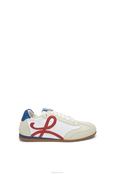 Loewe Ballet runner in nylon and calfskin 688V666 Women Soft White/Cherry/Royal Blue