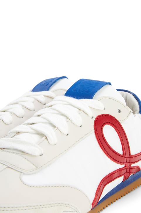 Loewe Ballet runner in nylon and calfskin 688V666 Women Soft White/Cherry/Royal Blue