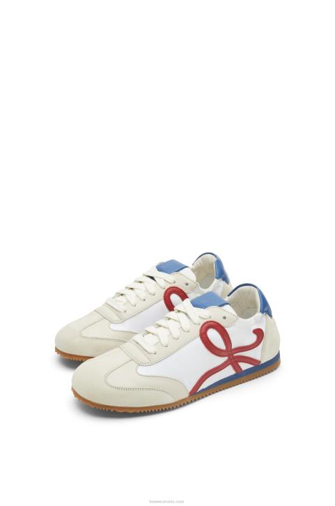 Loewe Ballet runner in nylon and calfskin 688V666 Women Soft White/Cherry/Royal Blue