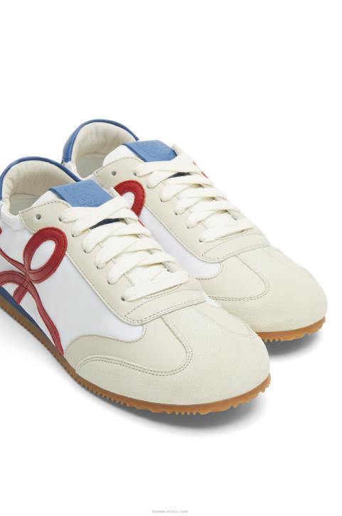 Loewe Ballet runner in nylon and calfskin 688V666 Women Soft White/Cherry/Royal Blue
