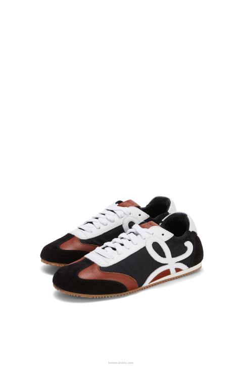 Loewe Ballet runner in nylon and calfskin 688V668 Women Black/White