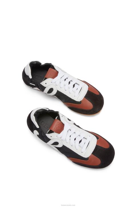 Loewe Ballet runner in nylon and calfskin 688V668 Women Black/White