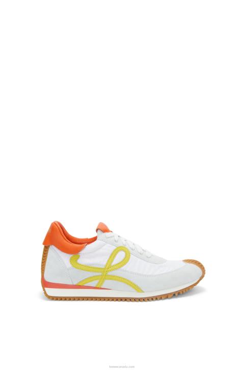 Loewe Flow runner in calfskin and nylon 688V639 Women White/Yellow