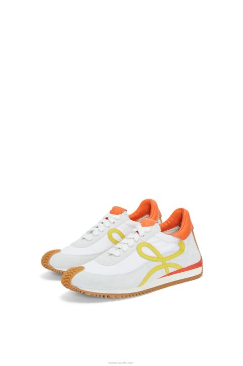 Loewe Flow runner in calfskin and nylon 688V639 Women White/Yellow