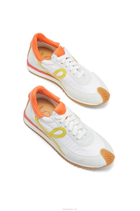 Loewe Flow runner in calfskin and nylon 688V639 Women White/Yellow
