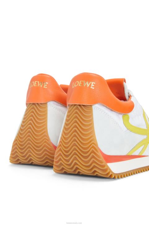 Loewe Flow runner in calfskin and nylon 688V639 Women White/Yellow