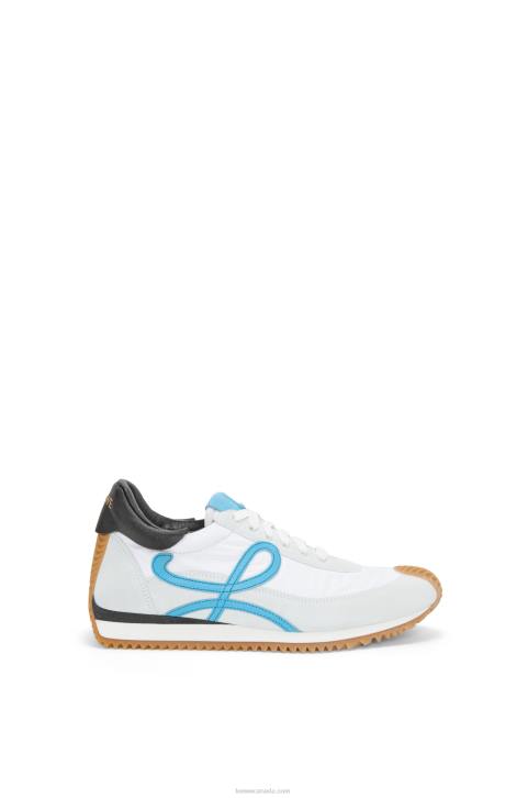 Loewe Flow runner in calfskin and nylon 688V640 Women White/Blue