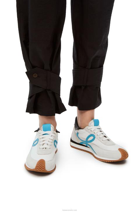 Loewe Flow runner in calfskin and nylon 688V640 Women White/Blue