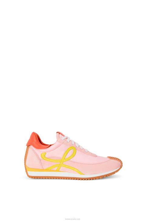 Loewe Flow runner in nylon and suede 688V654 Women Pink/Yellow