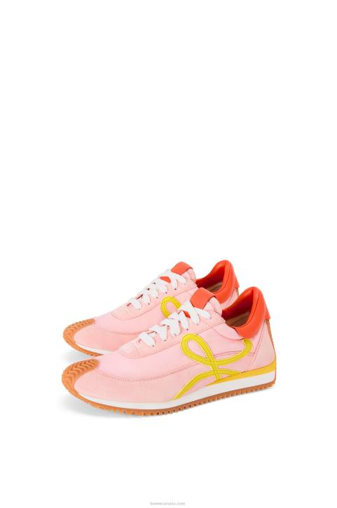 Loewe Flow runner in nylon and suede 688V654 Women Pink/Yellow