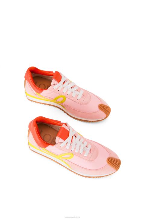 Loewe Flow runner in nylon and suede 688V654 Women Pink/Yellow