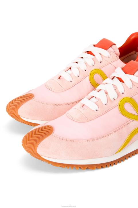 Loewe Flow runner in nylon and suede 688V654 Women Pink/Yellow