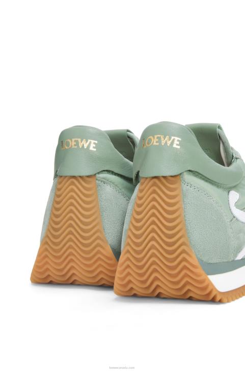 Loewe Flow runner in suede and nylon 688V641 Women Light Green