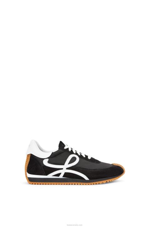 Loewe Flow runner in suede and nylon 688V642 Women Black/White