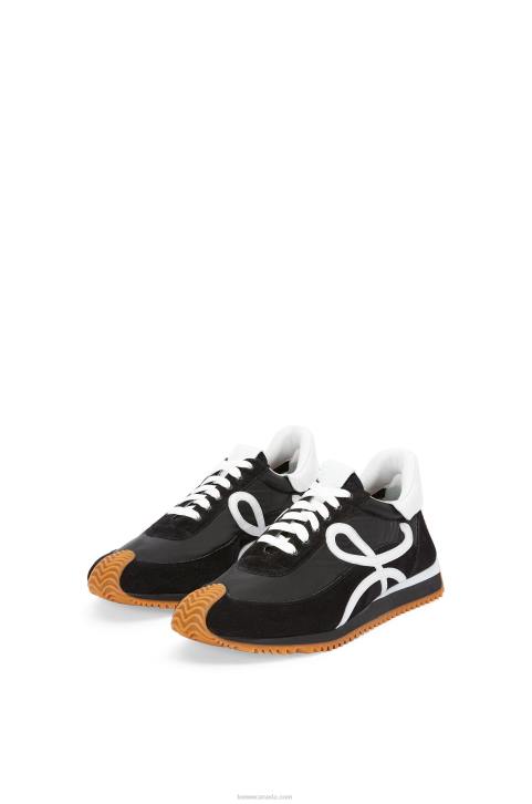 Loewe Flow runner in suede and nylon 688V642 Women Black/White