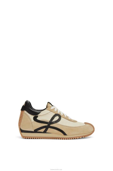 Loewe Flow runner in suede and nylon 688V644 Women Gold/Black