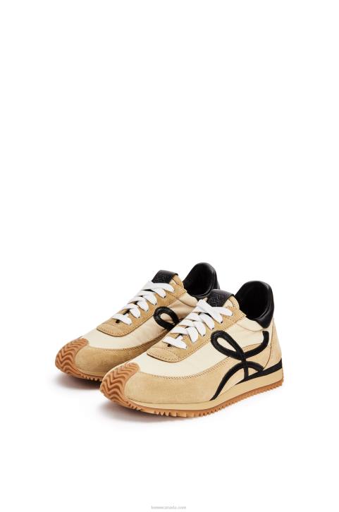 Loewe Flow runner in suede and nylon 688V644 Women Gold/Black