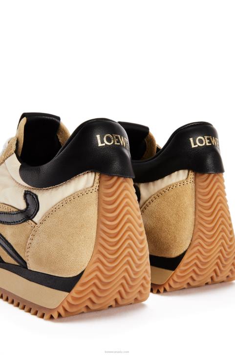 Loewe Flow runner in suede and nylon 688V644 Women Gold/Black