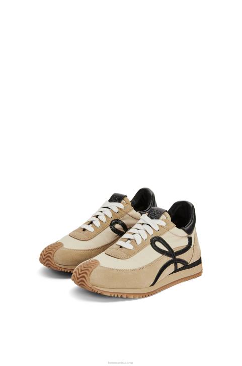 Loewe Flow runner in suede and nylon 688V644 Women Gold/Black