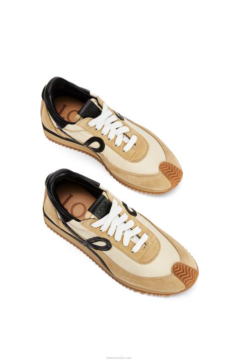 Loewe Flow runner in suede and nylon 688V644 Women Gold/Black