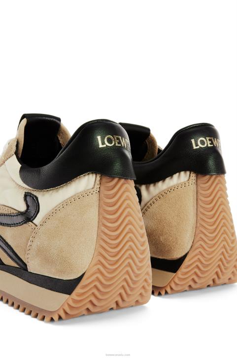 Loewe Flow runner in suede and nylon 688V644 Women Gold/Black