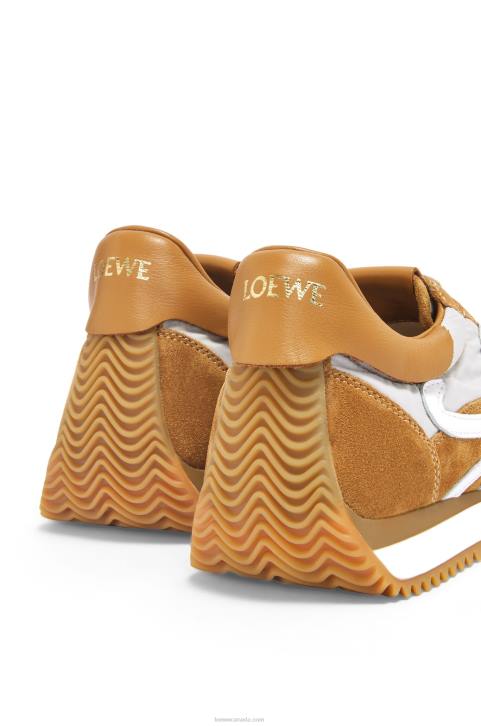 Loewe Flow runner in suede and nylon 688V646 Women Tan/Grey