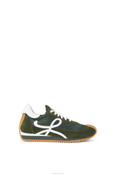 Loewe Flow runner in suede and nylon 688V647 Women Forest Green
