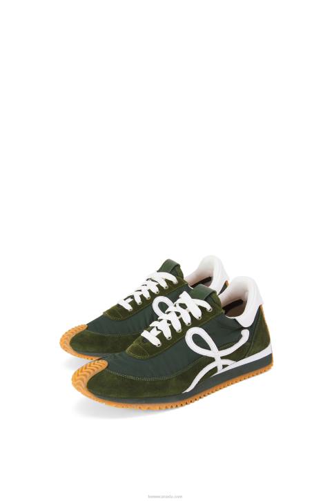 Loewe Flow runner in suede and nylon 688V647 Women Forest Green