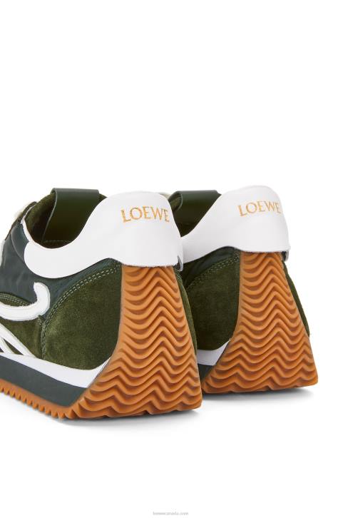 Loewe Flow runner in suede and nylon 688V647 Women Forest Green