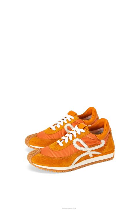 Loewe Flow runner in suede and nylon 688V648 Women Copper Orange