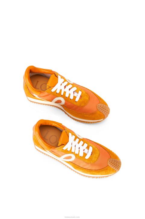 Loewe Flow runner in suede and nylon 688V648 Women Copper Orange