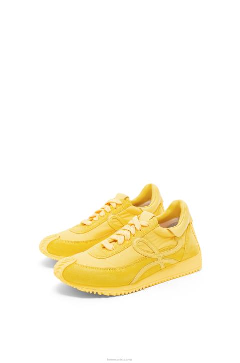 Loewe Flow runner in suede and nylon 688V652 Women Yellow