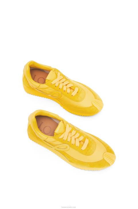 Loewe Flow runner in suede and nylon 688V652 Women Yellow