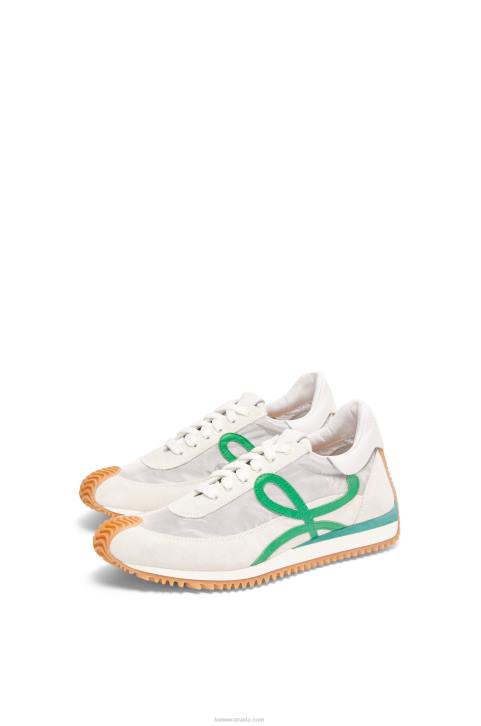 Loewe Flow runner in technical mesh and suede 688V649 Women Silver/White/Green