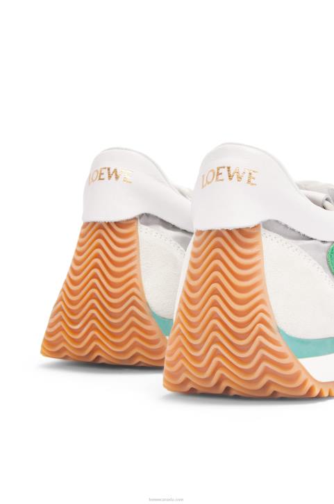 Loewe Flow runner in technical mesh and suede 688V649 Women Silver/White/Green