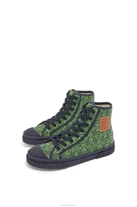 Loewe High tops in Anagram jacquard 688V664 Women Apple Green/Deep Navy