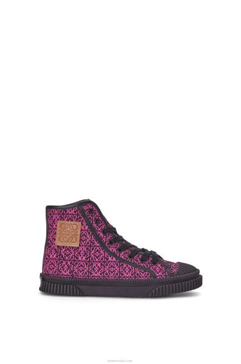 Loewe High tops in Anagram jacquard 688V665 Women Neon Pink/Deep Navy