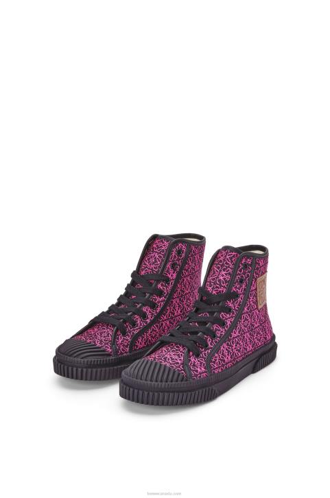 Loewe High tops in Anagram jacquard 688V665 Women Neon Pink/Deep Navy