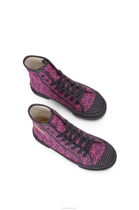 Loewe High tops in Anagram jacquard 688V665 Women Neon Pink/Deep Navy